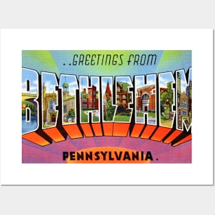 Greetings from Bethlehem Pennsylvania - Vintage Large Letter Postcard Posters and Art